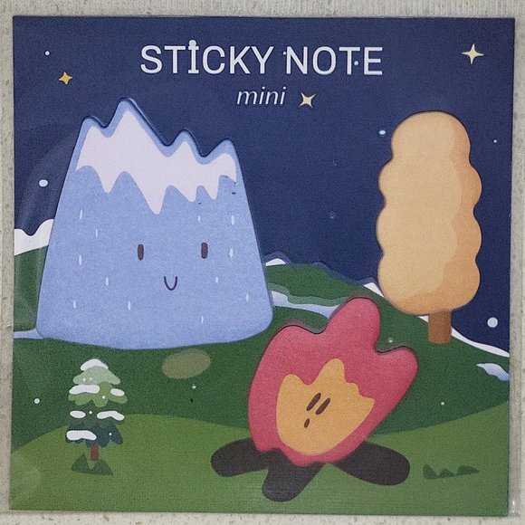 Kawaii Camp fire, mountain, and tree sticky note memo pad notepad - Picture 1 of 1